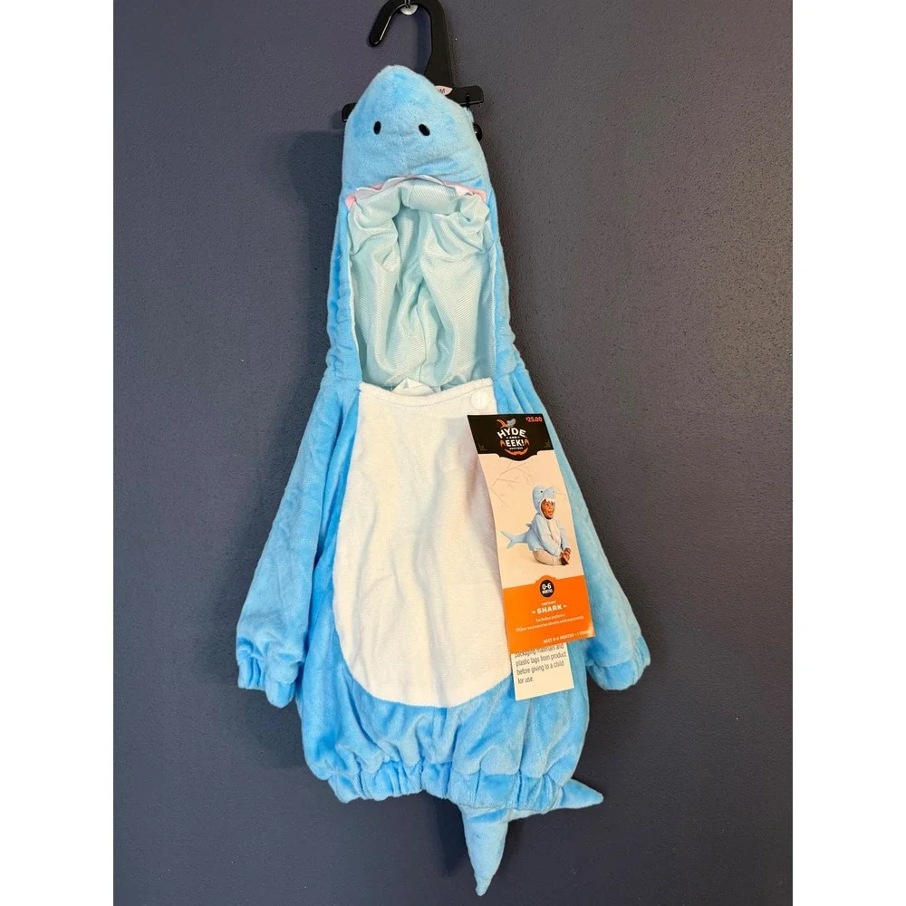 Hyde & EEK Boutique Infant Shark Costume 0-6m Blue Plush Pullover Halloween NWT